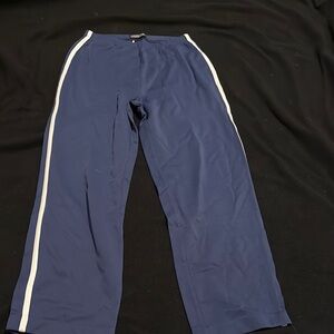 Lands' End Blue Track Pants with White Stripes